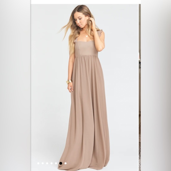 Show Me Your MuMu June Maxi chiffon dress sand dune color size large - Picture 4 of 9